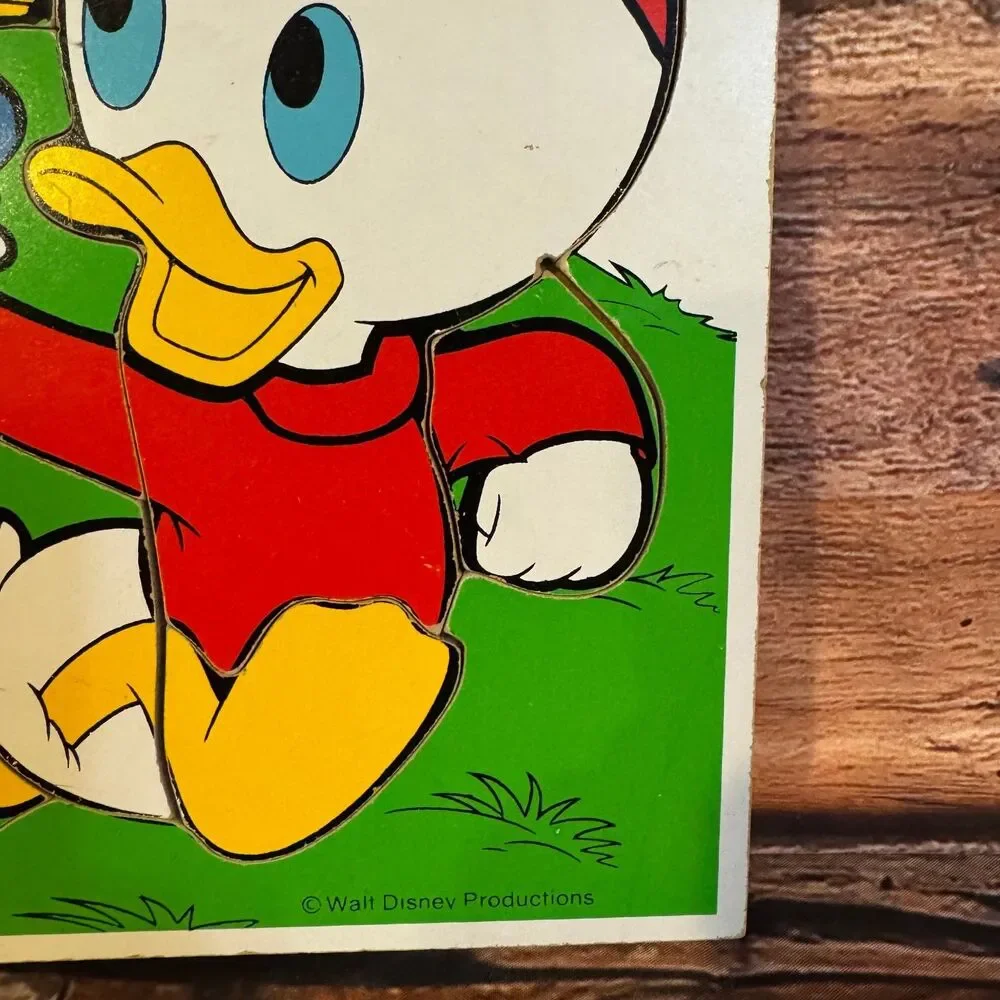 Vintage Playskool Disney Huey Dewey Louie Wooden Puzzle 10 Pieces USA Duck